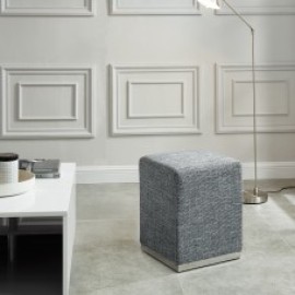 HUGO-SINGLE OTTOMAN-GREY BLEND/SILVER